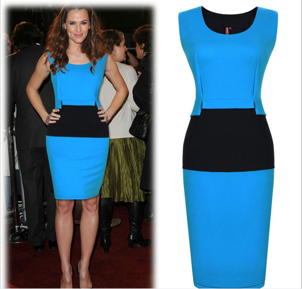 F66637   Sleeveless V Neck Stretchy Dress